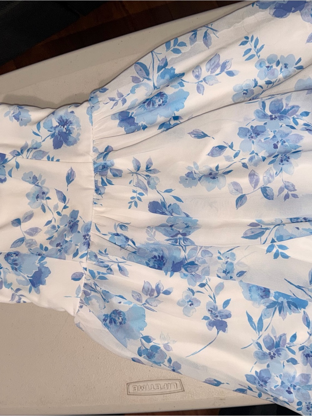 Cat & Jack White Dress with Blue Floral Print